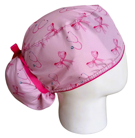 Gorro Quirúrgico Mujer y Portacarnet Fonendoscopios Rosa - gorro antifluido para mujer Doctools - foto 2