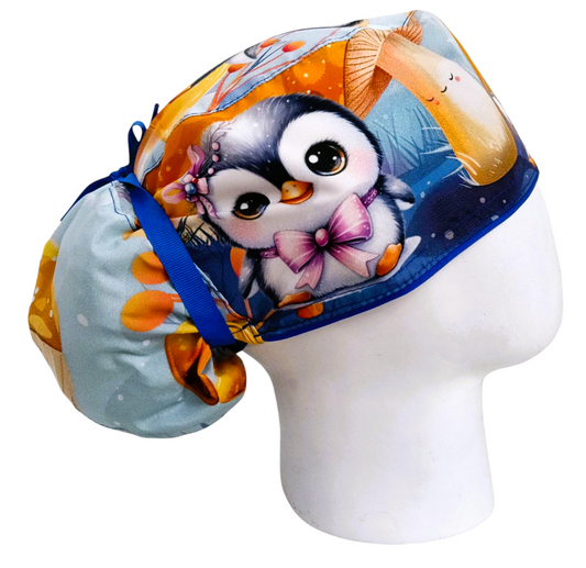 Gorro Quirúrgico Mujer y Portacarnet Pingüinos Cute - gorro antifluido para mujer Doctools - foto 2