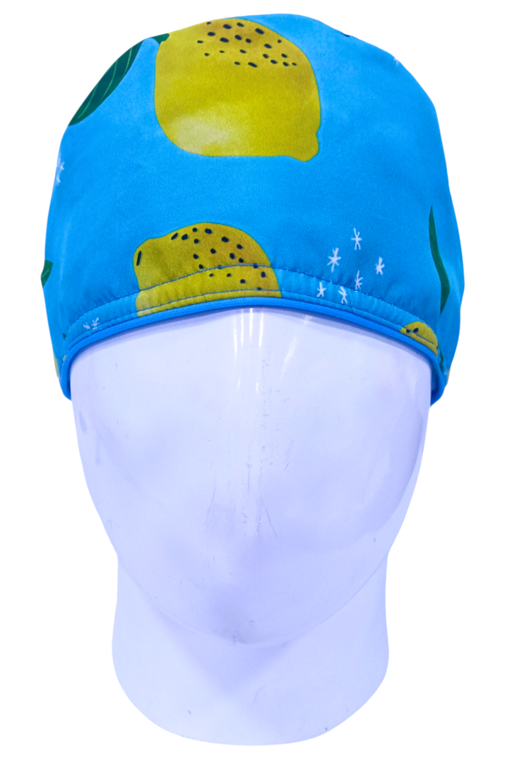 Gorro Quirúrgico Mujer y Portacarnet Limones Azul - gorro antifluido para mujer Doctools - foto 3
