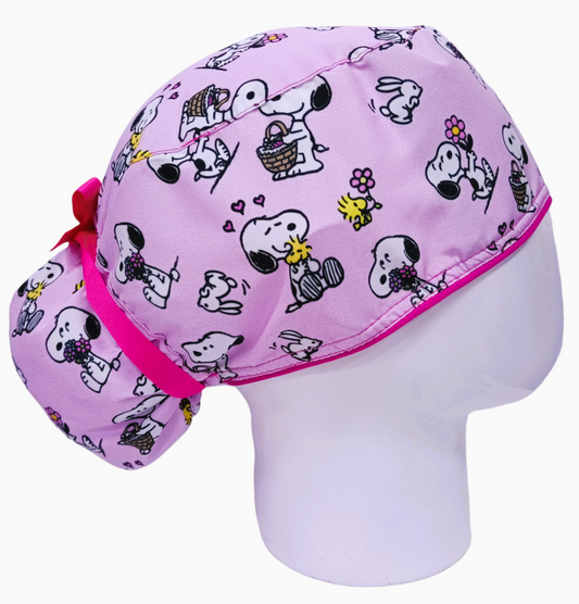 Gorro Quirúrgico Mujer y Portacarnet Snoopy Rosa - gorro antifluido para mujer Doctools - foto 2