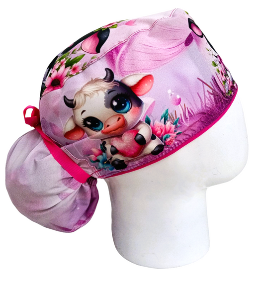 Gorro Quirúrgico Mujer y Portacarnet Vaquita Rosa - gorro antifluido para mujer Doctools - foto 2