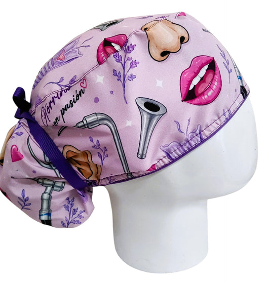 Gorro Quirúrgico Mujer y Portacarnet Otorrinolaringología Lila - gorro antifluido para mujer Doctools - foto 2