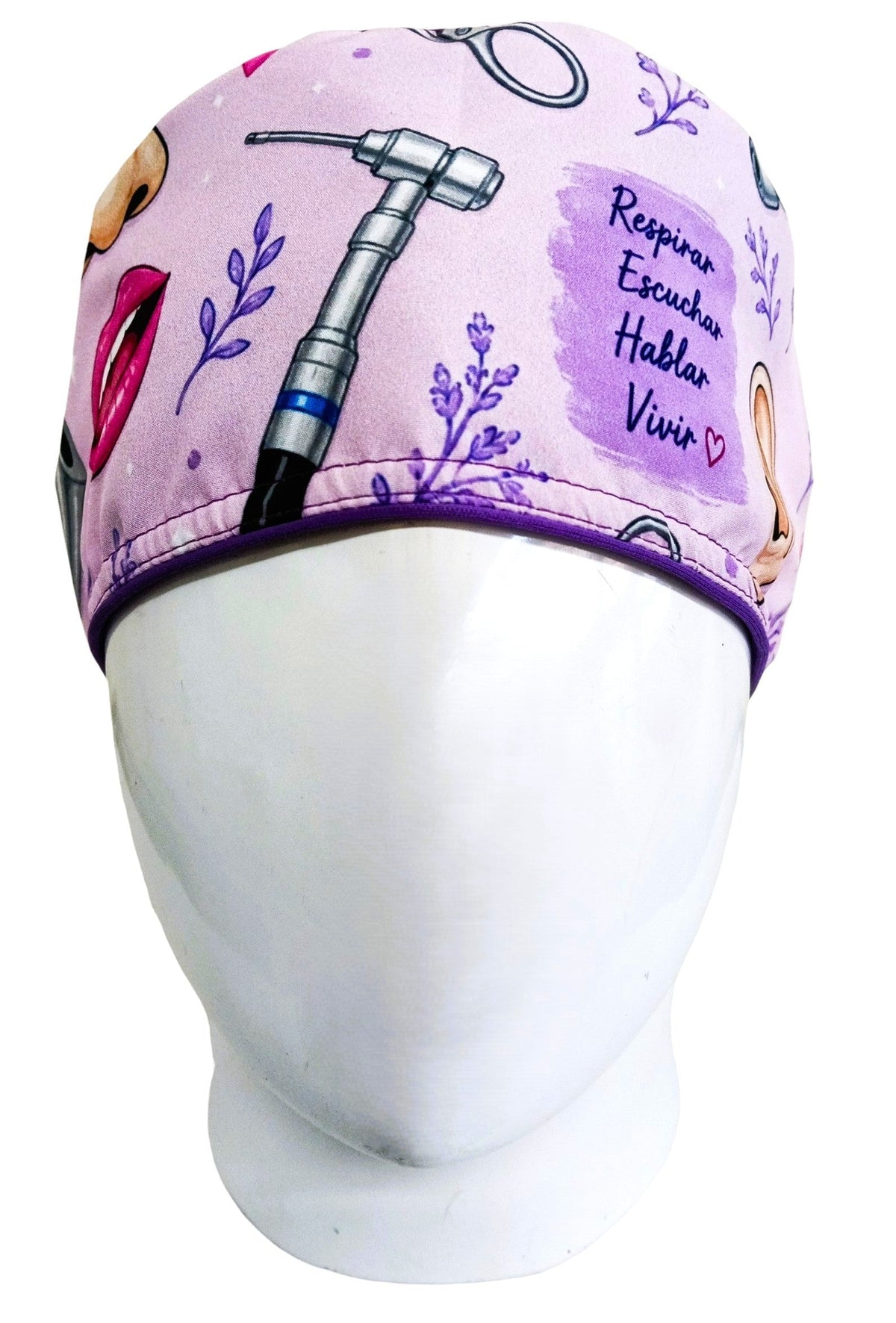 Gorro Quirúrgico Mujer y Portacarnet Otorrinolaringología Lila - gorro antifluido para mujer Doctools - foto 3