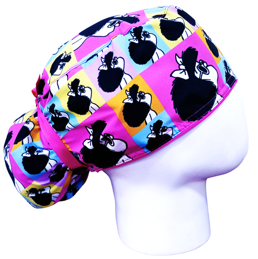Gorro Quirúrgico Mujer y Portacarnet Mafalda Cuadros - gorro antifluido para mujer Doctools - foto 2