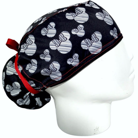 Gorro Quirúrgico Mujer y Portacarnet Minnie Siluetas Negro - gorro antifluido para mujer Doctools - foto 2