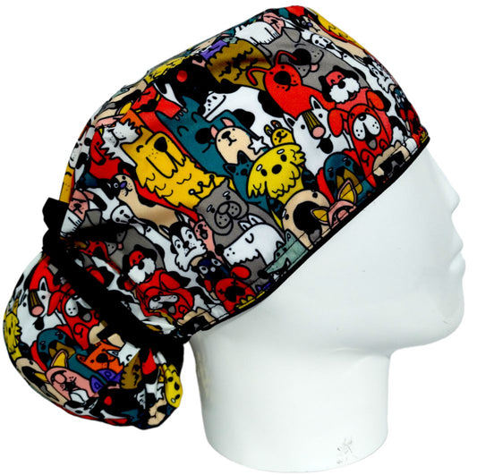 Gorro Quirúrgico Mujer y Portacarnet Perros Coloridos - gorro antifluido para mujer Doctools - foto 2