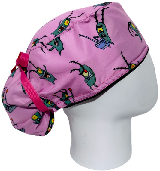 Gorro Quirúrgico Mujer y Portacarnet Plankton Rosa - gorro antifluido para mujer Doctools - foto 2