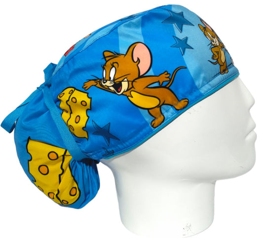 Gorro Quirúrgico Mujer y Portacarnet Tom y Jerry Azul - gorro antifluido para mujer Doctools - foto 2