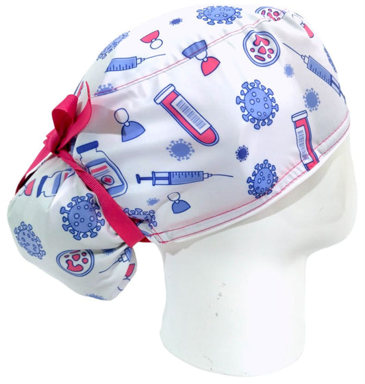 Gorro Quirúrgico Mujer y Portacarnet Vacunación Blanco - gorro antifluido para mujer Doctools - foto 2