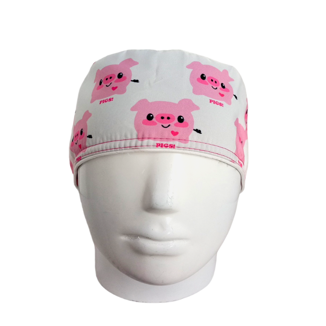 Gorro Quirúrgico Mujer y Portacarnet Cerditos Blanco - gorro antifluido para mujer Doctools - foto 3