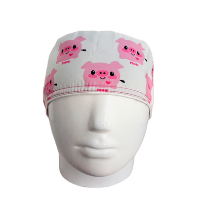 Gorro Quirúrgico Mujer y Portacarnet Cerditos Blanco - gorro antifluido para mujer Doctools - foto 3