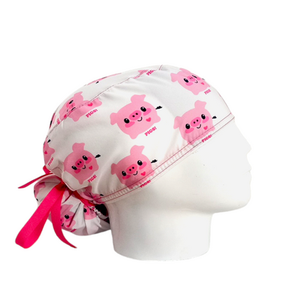Gorro Quirúrgico Mujer y Portacarnet Cerditos Blanco - gorro antifluido para mujer Doctools - foto 2