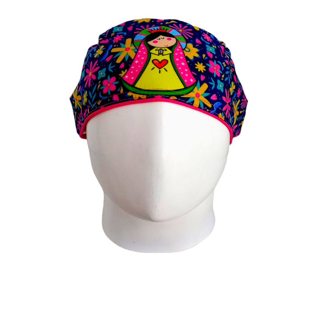 Gorro Quirúrgico Mujer y Portacarnet Virgen de Guadalupe Azul - gorro antifluido para mujer Doctools - foto 3