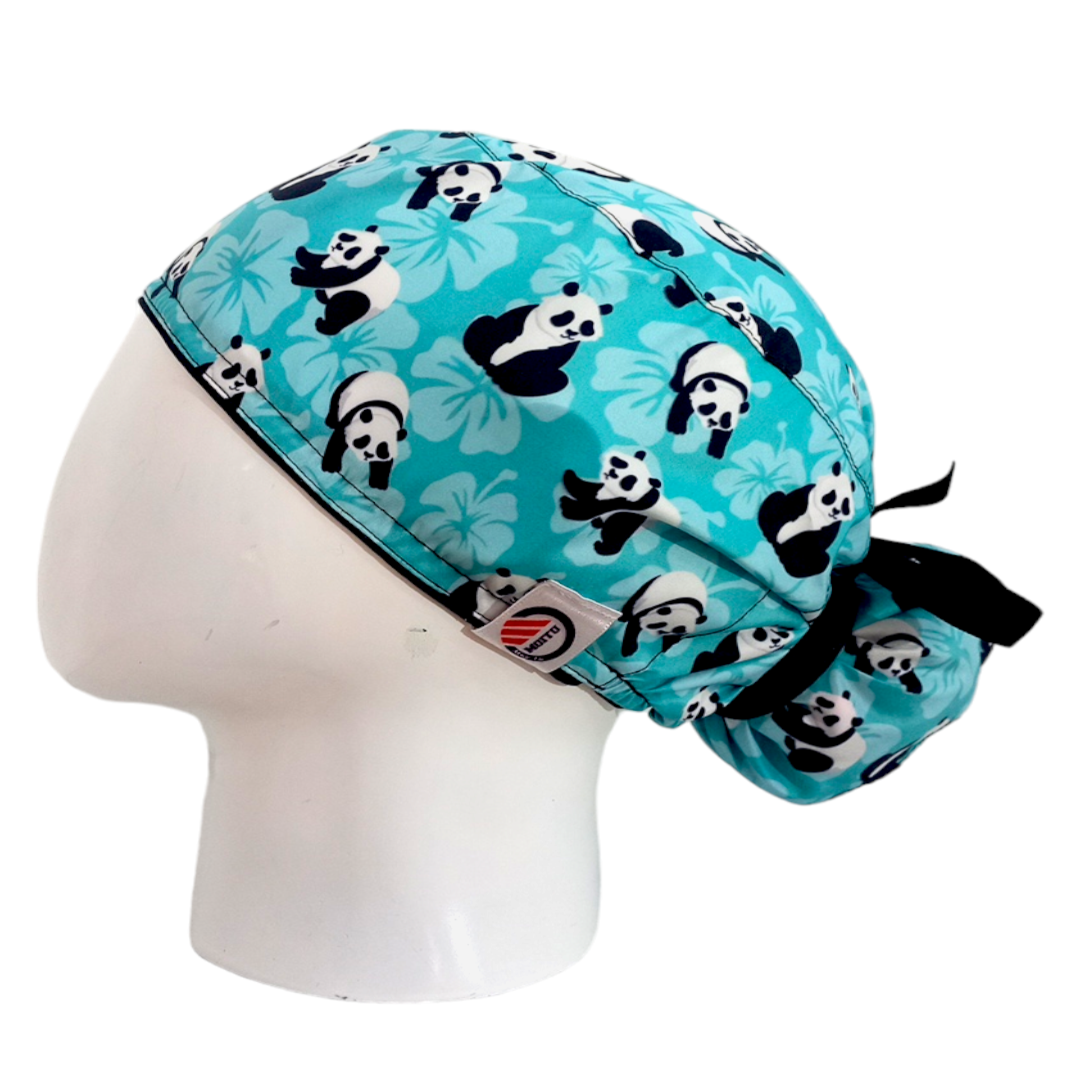 Gorro Quirúrgico Mujer y Portacarnet Panda Menta - gorro antifluido para mujer Doctools - foto 1