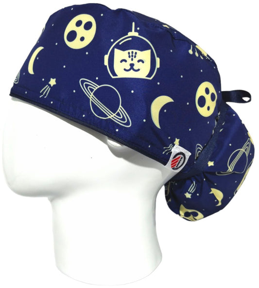 Gorro Quirúrgico Mujer y Portacarnet Gato Espacial - gorro antifluido para mujer Doctools - foto 1