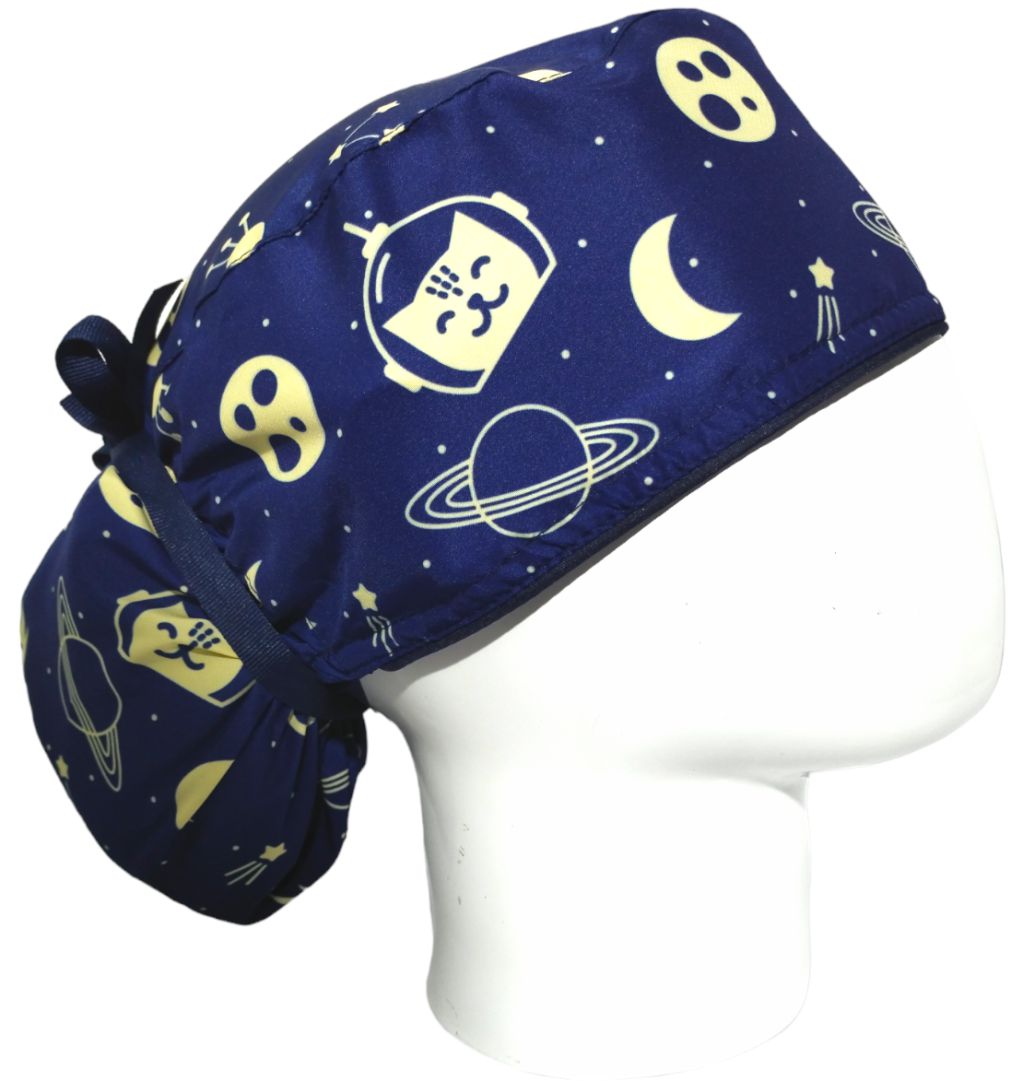 Gorro Quirúrgico Mujer y Portacarnet Gato Espacial - gorro antifluido para mujer Doctools - foto 2