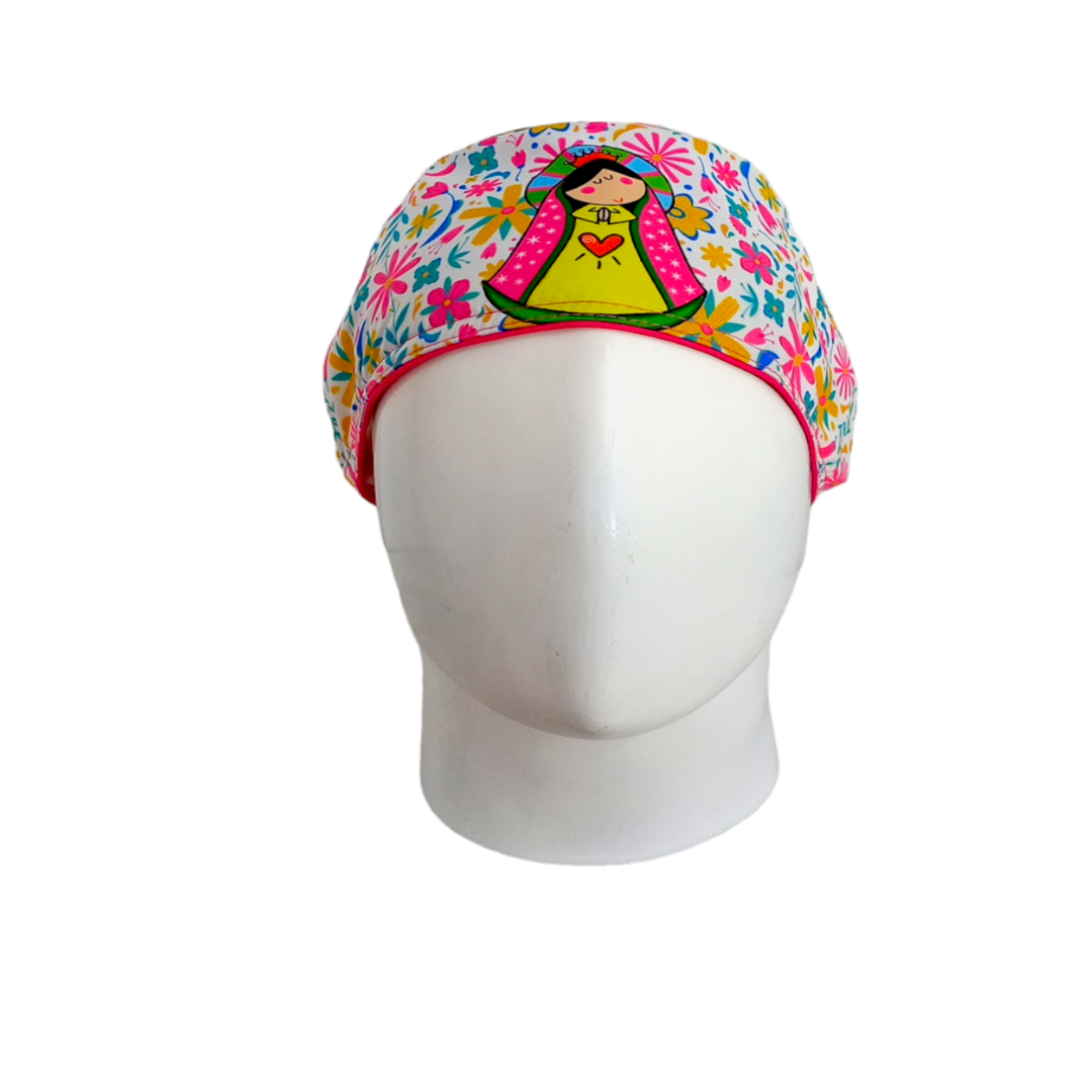 Gorro Quirúrgico Mujer y Portacarnet Virgen de Guadalupe Blanco - gorro antifluido para mujer Doctools - foto 3
