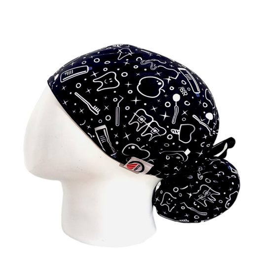 Gorro Quirúrgico Mujer y Portacarnet Odontología Negro - gorro antifluido para mujer Doctools - foto 1