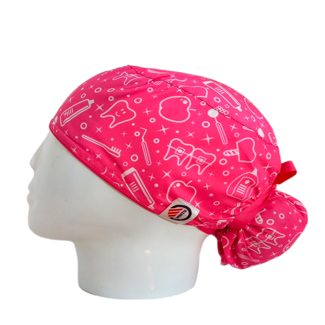 Gorro Quirúrgico Mujer y Portacarnet Odontología Fucsia - gorro antifluido para mujer Doctools - foto 1