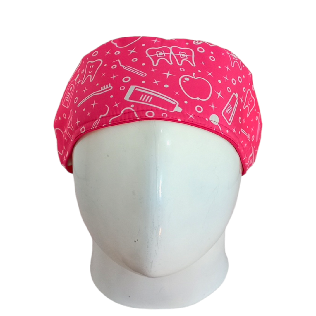 Gorro Quirúrgico Mujer y Portacarnet Odontología Fucsia - gorro antifluido para mujer Doctools - foto 3