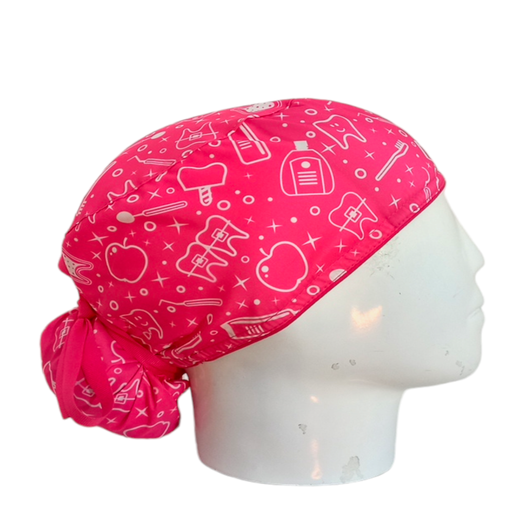 Gorro Quirúrgico Mujer y Portacarnet Odontología Fucsia - gorro antifluido para mujer Doctools - foto 2