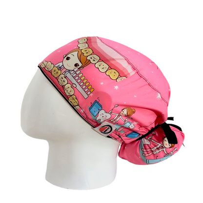 Gorro Quirúrgico Mujer y Portacarnet Odontología Rosa - gorro antifluido para mujer Doctools - foto 1