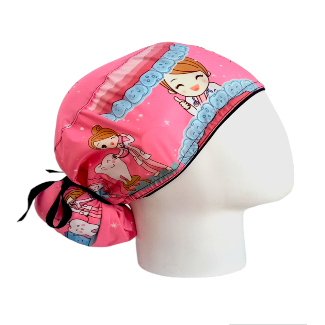Gorro Quirúrgico Mujer y Portacarnet Odontología Rosa - gorro antifluido para mujer Doctools - foto 2