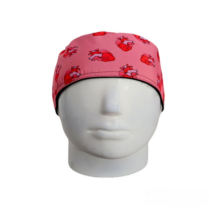 Gorro Quirúrgico Mujer y Portacarnet Corazones Salmón - gorro antifluido para mujer Doctools - foto 3