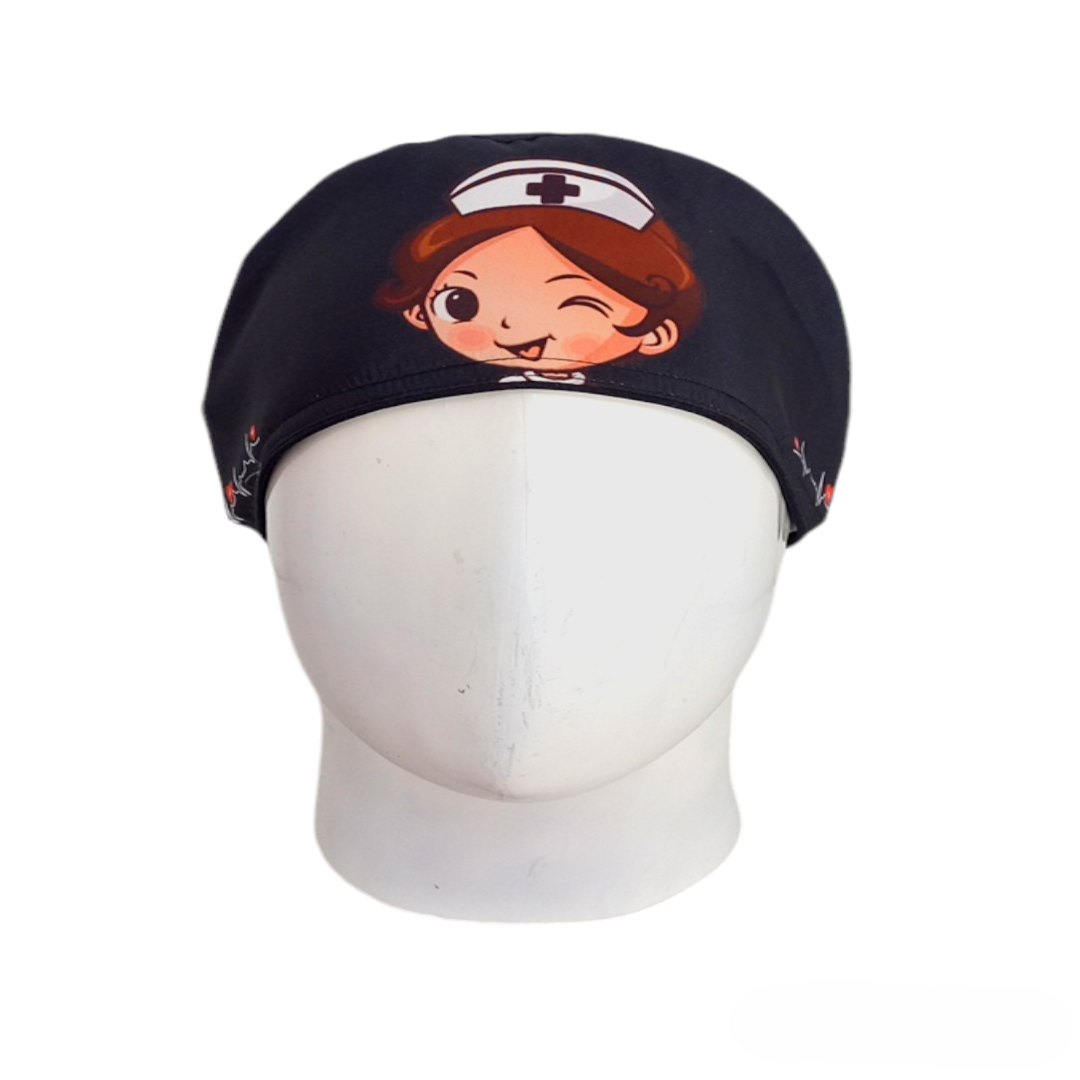 Gorro Quirúrgico Mujer y Portacarnet Enfermera Negro - gorro antifluido para mujer Doctools - foto 3