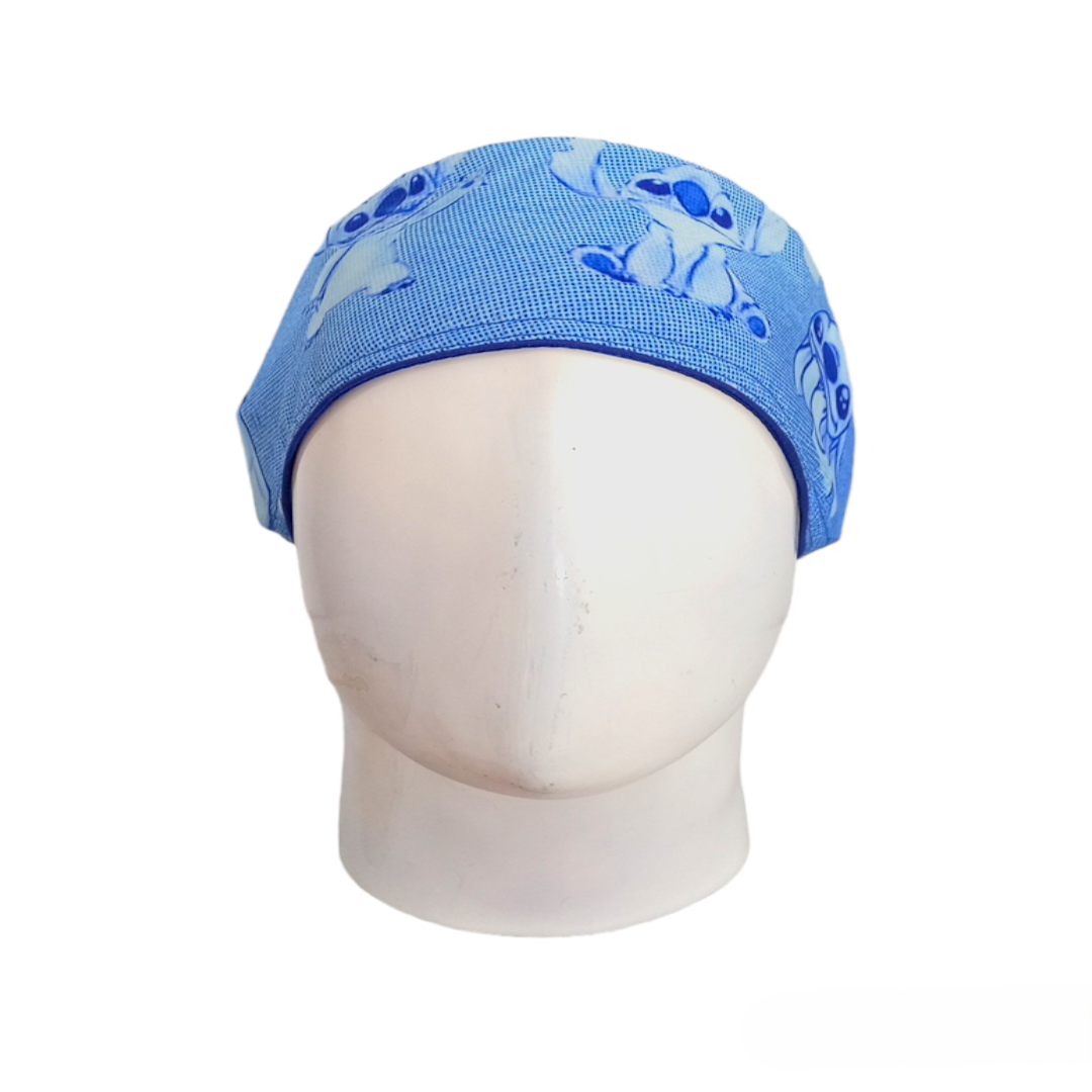 Gorro Quirúrgico Mujer y Portacarnet Stitch Textura Azul - gorro antifluido para mujer Doctools - foto 3