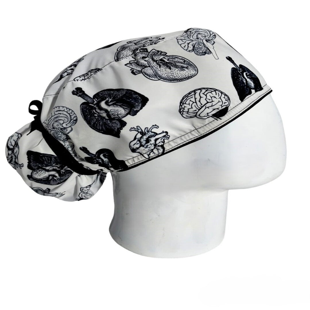 Gorro Quirúrgico Mujer y Portacarnet Órganos Blanco - gorro antifluido para mujer Doctools - foto 2