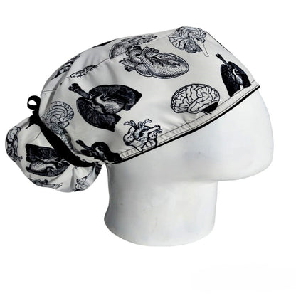 Gorro Quirúrgico Mujer y Portacarnet Órganos Blanco - gorro antifluido para mujer Doctools - foto 2