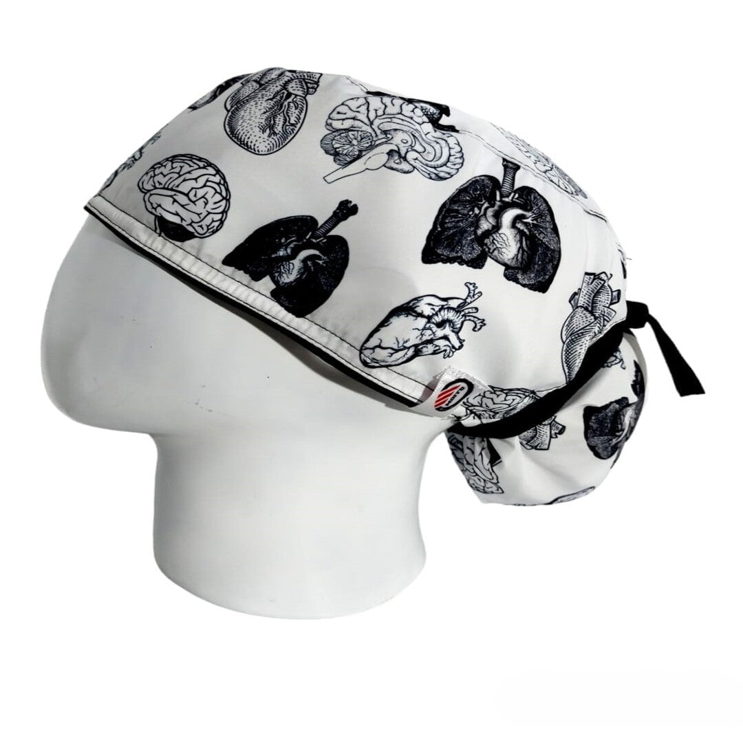Gorro Quirúrgico Mujer y Portacarnet Órganos Blanco - gorro antifluido para mujer Doctools - foto 1