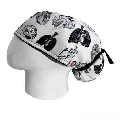 Gorro Quirúrgico Mujer y Portacarnet Órganos Blanco - gorro antifluido para mujer Doctools - foto 1