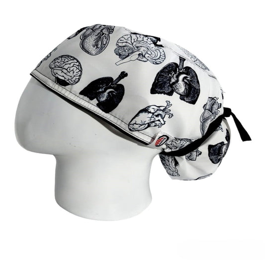 Gorro Quirúrgico Mujer y Portacarnet Órganos Blanco - gorro antifluido para mujer Doctools - foto 1