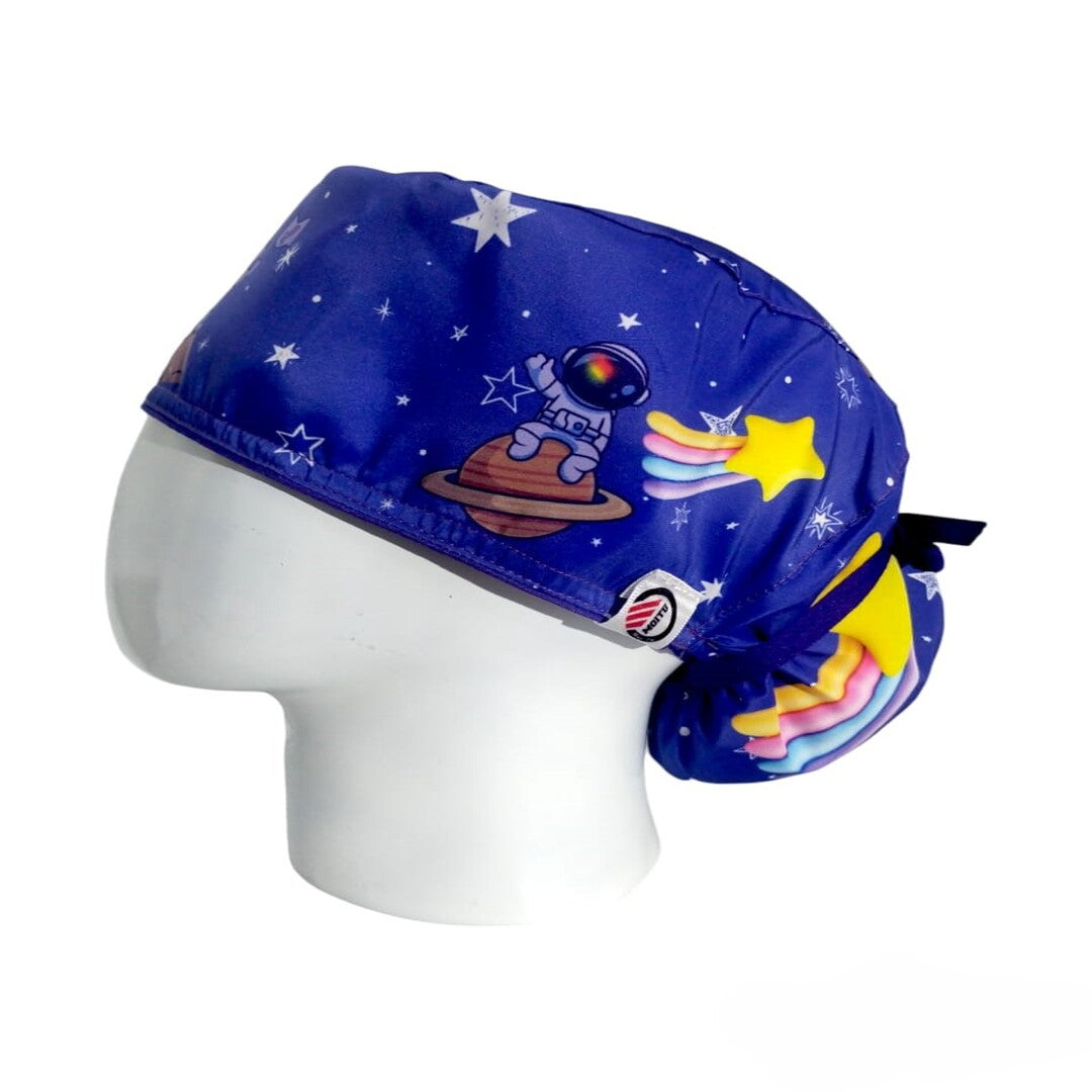 Gorro Quirúrgico Mujer y Portacarnet Astronauta Morado - gorro antifluido para mujer Doctools - foto 1