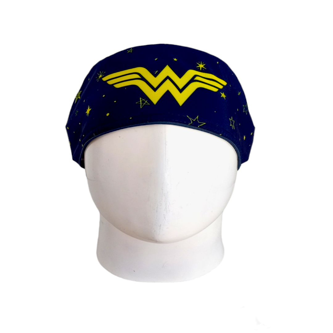 Gorro Quirúrgico Mujer y Portacarnet Mujer Maravilla Azul Oscuro - gorro antifluido para mujer Doctools - foto 3