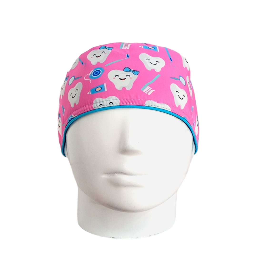 Gorro Quirúrgico Mujer y Portacarnet Muelitas Rosa - gorro antifluido para mujer Doctools - foto 3