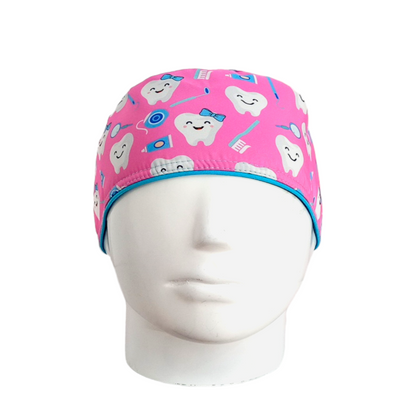 Gorro Quirúrgico Mujer y Portacarnet Muelitas Rosa - gorro antifluido para mujer Doctools - foto 3