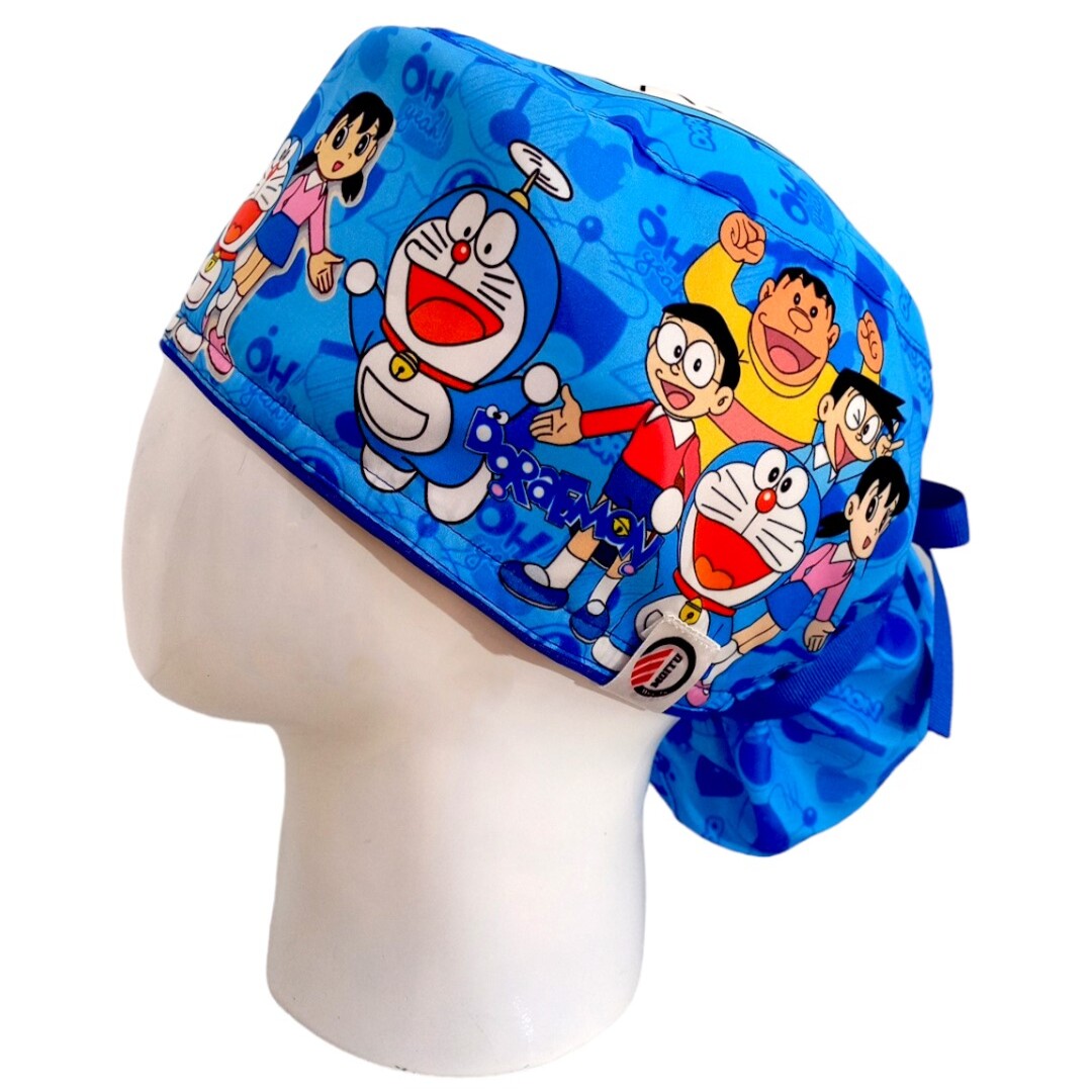 Gorro Quirúrgico Mujer y Portacarnet Doraemon Azul - gorro antifluido para mujer Doctools - foto 1