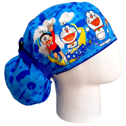 Gorro Quirúrgico Mujer y Portacarnet Doraemon Azul - gorro antifluido para mujer Doctools - foto 2