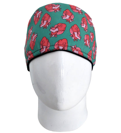 Gorro Quirúrgico Mujer y Portacarnet Corazones Menta - gorro antifluido para mujer Doctools - foto 2