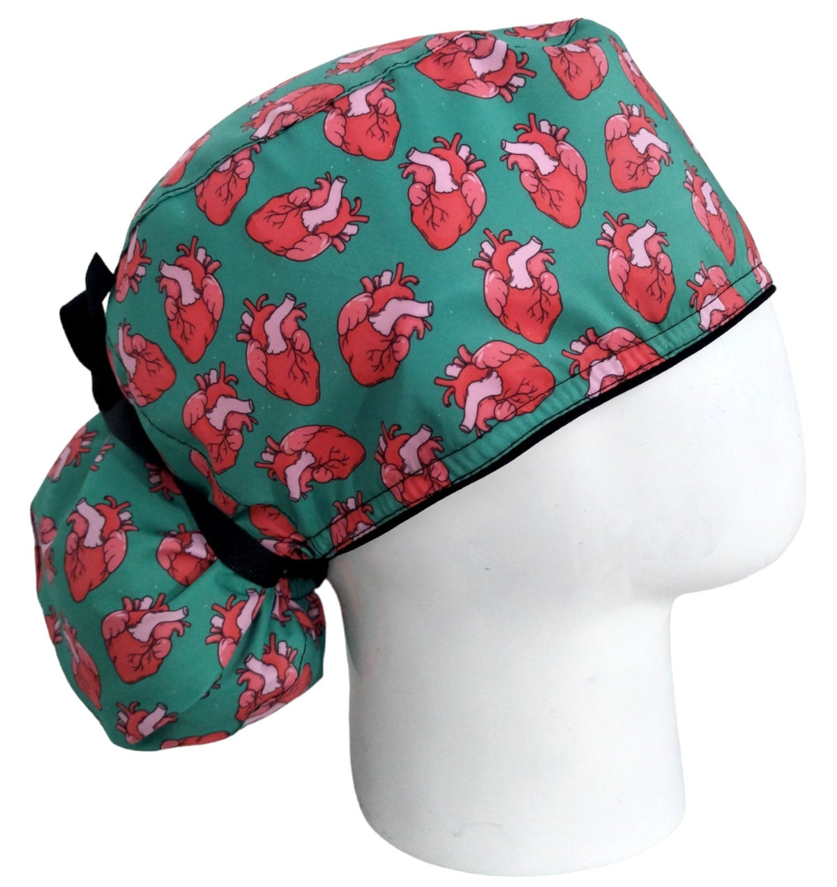 Gorro Quirúrgico Mujer y Portacarnet Corazones Menta - gorro antifluido para mujer Doctools - foto 1