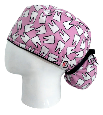 Gorro Quirúrgico Mujer y Portacarnet Odontología Dientes Rosa - gorro antifluido para mujer Doctools - foto 3