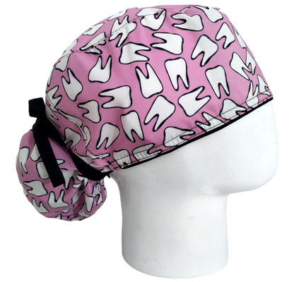 Gorro Quirúrgico Mujer y Portacarnet Odontología Dientes Rosa - gorro antifluido para mujer Doctools - foto 1