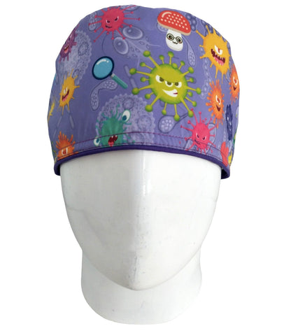 Gorro Quirúrgico Mujer y Portacarnet Virus Lila - gorro antifluido para mujer Doctools - foto 3