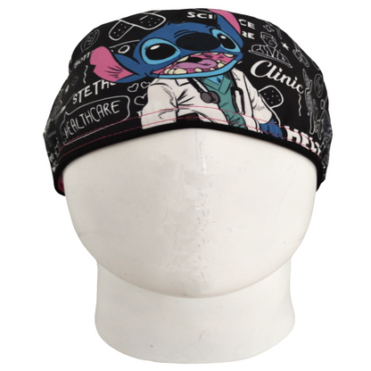 Gorro Quirúrgico Mujer y Portacarnet Stitch Médico Negro - gorro antifluido para mujer Doctools - foto 3