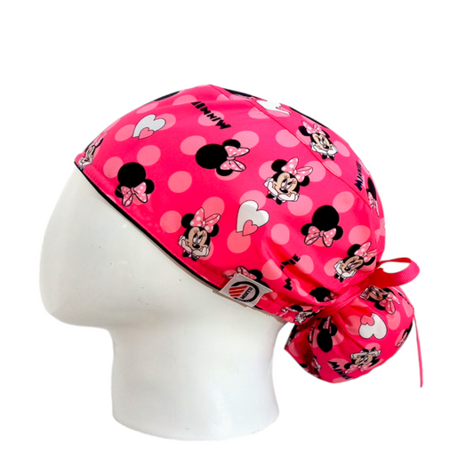 Gorro Quirúrgico Mujer y Portacarnet Minnie Fucsia - gorro antifluido para mujer Doctools - foto 1