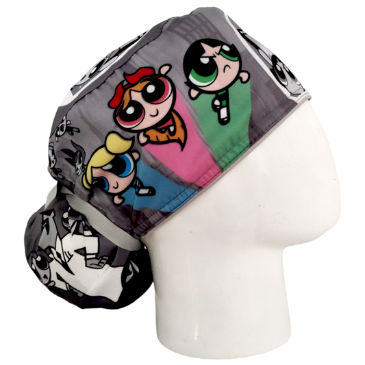 Gorro Quirúrgico Mujer y Portacarnet Chicas Superpoderosas Gris - gorro antifluido para mujer Doctools - foto 2