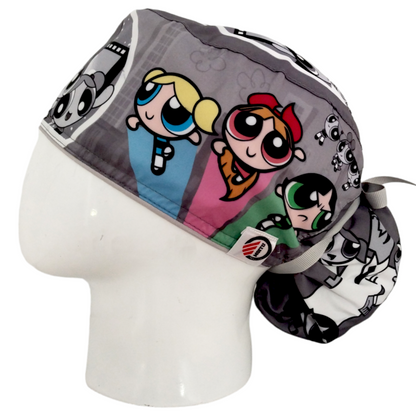 Gorro Quirúrgico Mujer y Portacarnet Chicas Superpoderosas Gris - gorro antifluido para mujer Doctools - foto 1